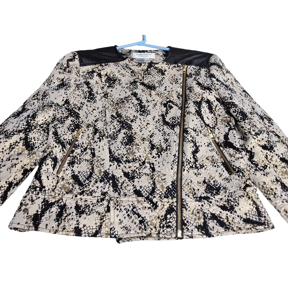 Helen Berman London Jacket S 4 6 Blazer Modo Snakeskin Print Black Gold 80s Rock - Picture 2 of 9
